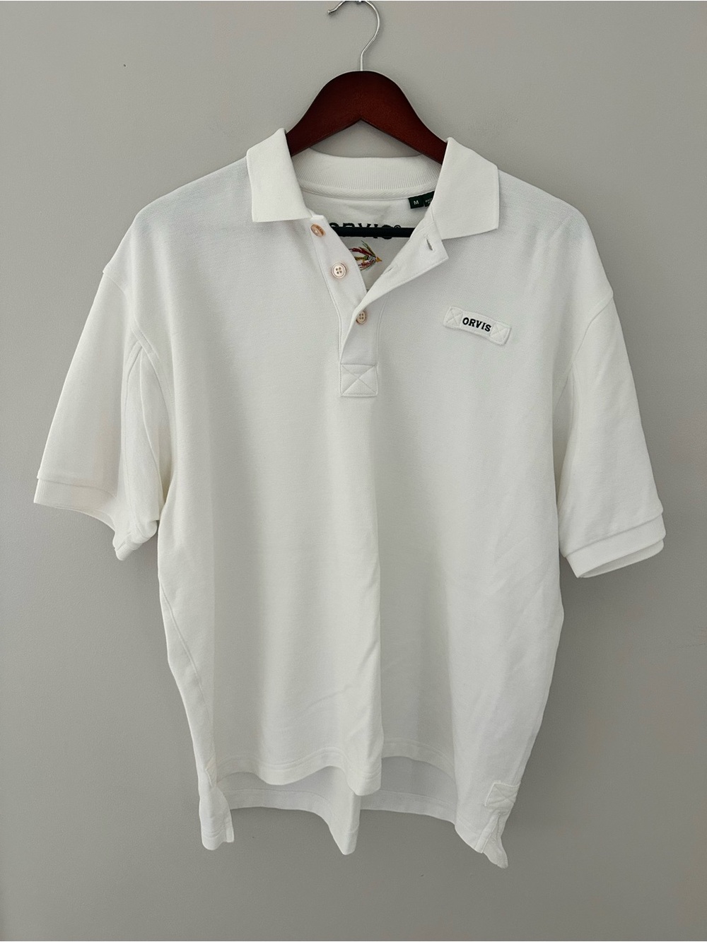Orvis Classic Polo Shirt in White 100% Cotton Sz M